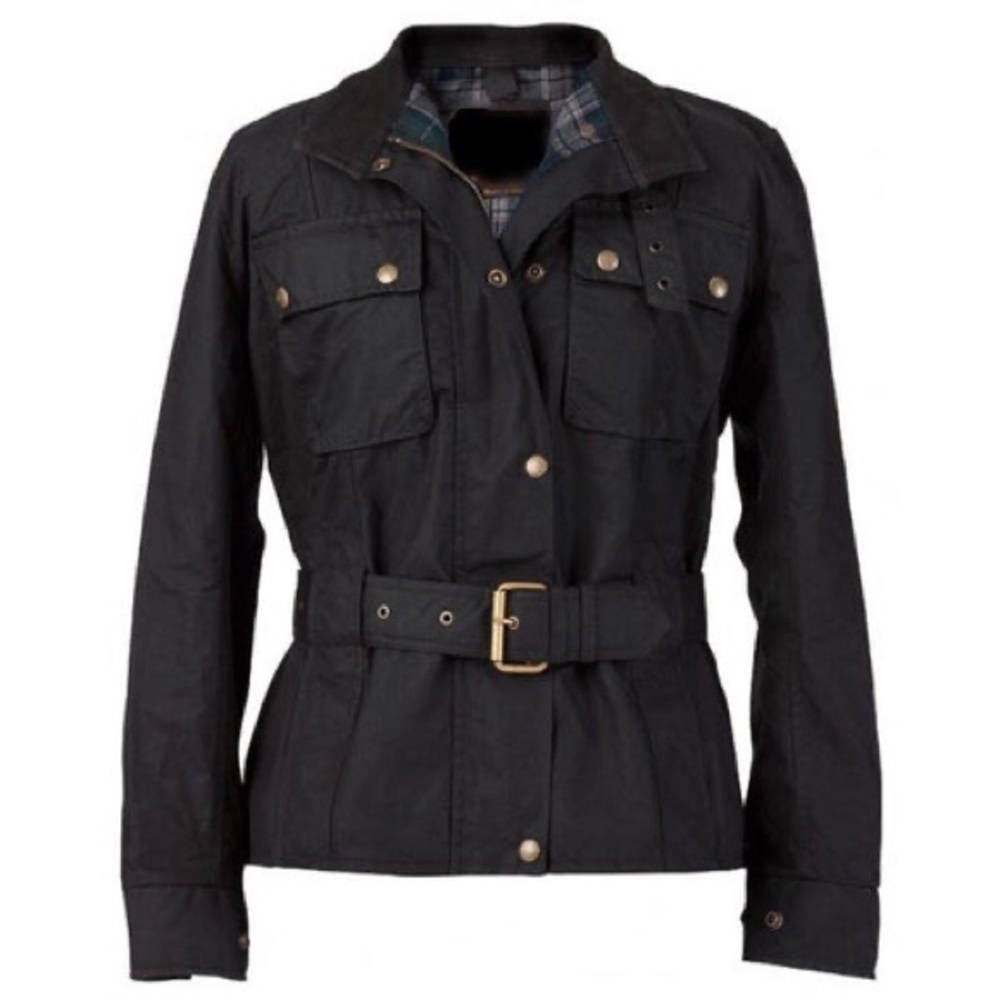 Outback Survival Gear Oilskin Jacket Black Belted Utility Coat XS Brass Trim